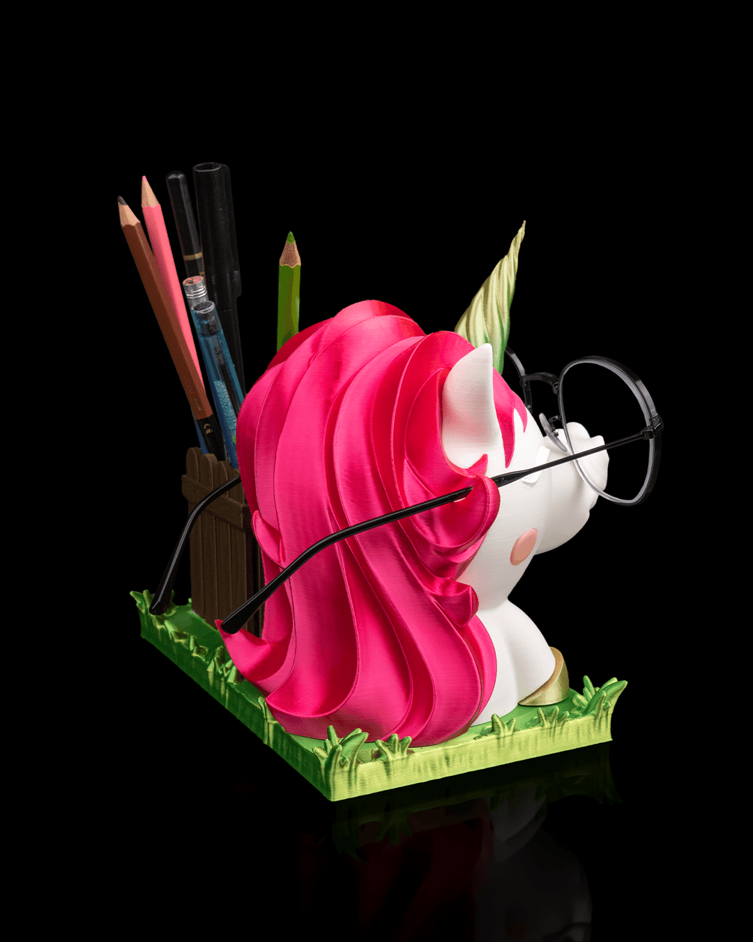 Ms. Unicorn glasses and pen holder