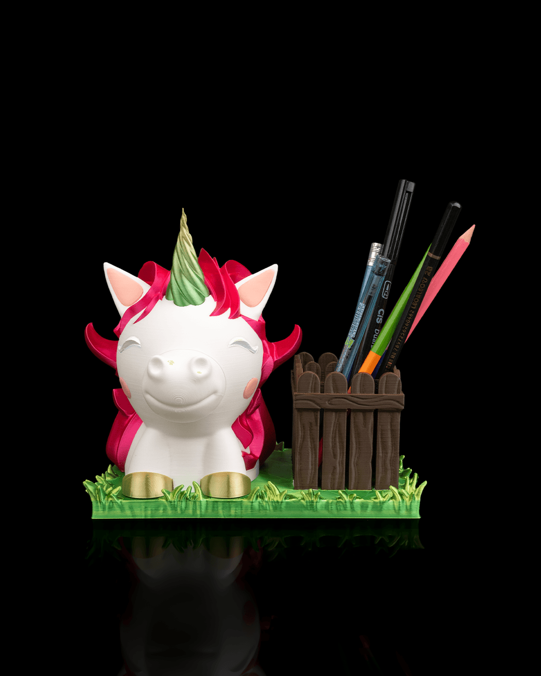 Ms. Unicorn glasses and pen holder