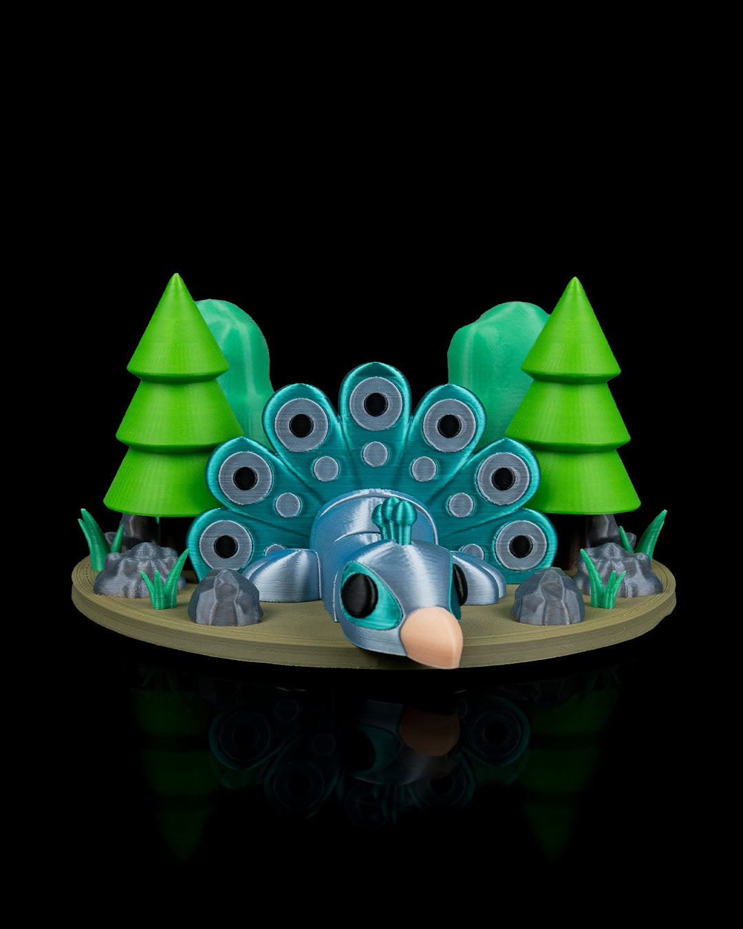 Charming 3D Printed Peacock in Cozy Field Nest – Unique Animal Lover Gift, Miniature Desk Pet & Collectible Figurine