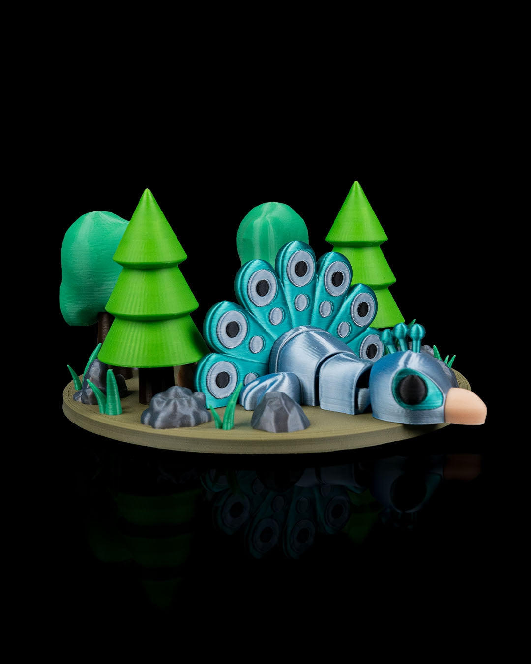 Charming 3D Printed Peacock in Cozy Field Nest – Unique Animal Lover Gift, Miniature Desk Pet & Collectible Figurine