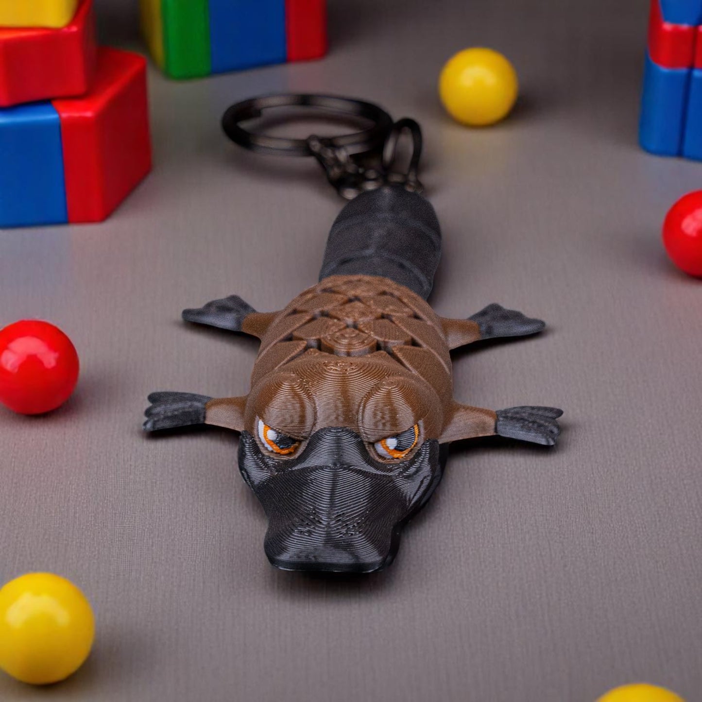 Pierre the Platypus Mesh Fidget Keychain – Articulated 3D Printed Animal Toy – Sensory Gift for Kids & Adults