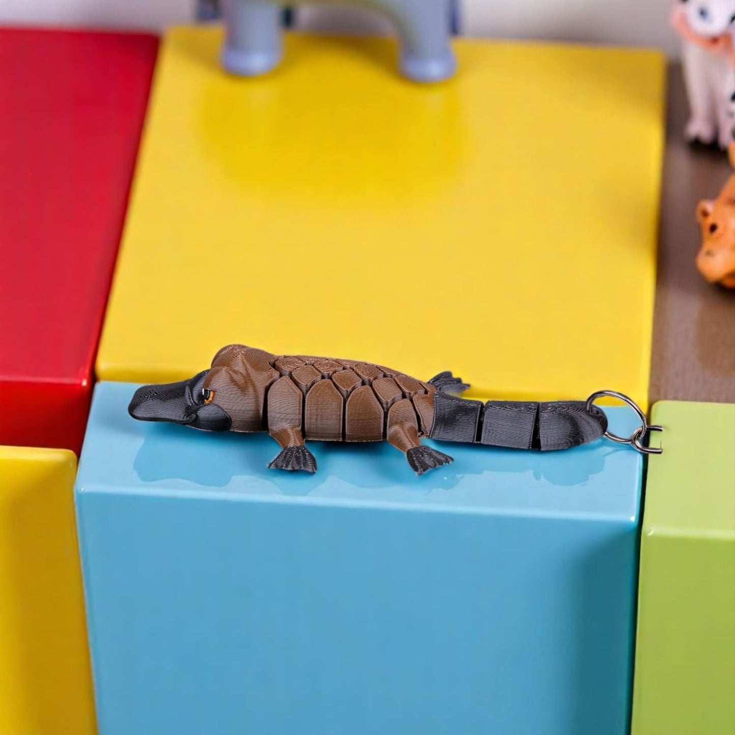 Pierre the Platypus Mesh Fidget Keychain – Articulated 3D Printed Animal Toy – Sensory Gift for Kids & Adults