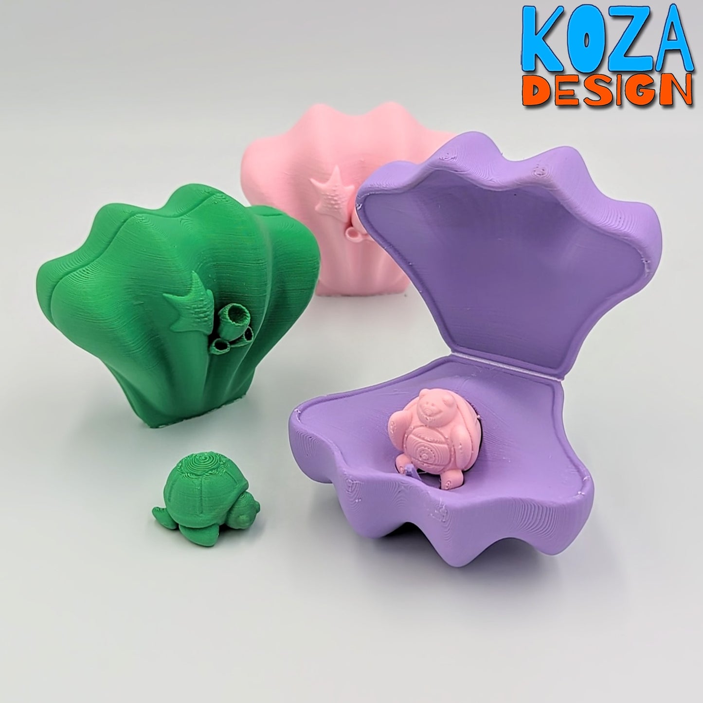 Enchanted Seashell with Hidden Turtle Pearl – 3D Printed Ocean-Inspired Surprise Toy & Decor