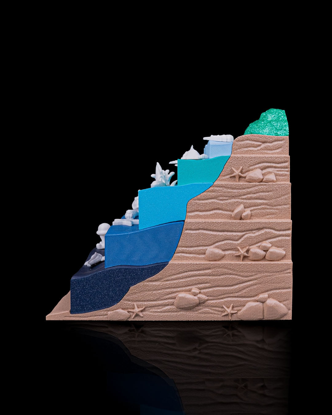 Layered Ocean Depth Model – 3D Printed Sea Zone Display with Marine Animals | Educational Geography Toy