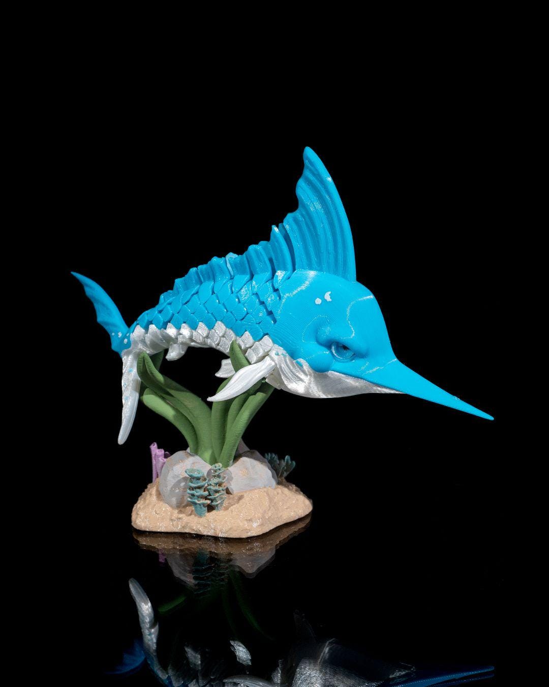 Merlin the Marlin - 3D Printed Articulated Fish Fidget Toy | Poseable Sea Creature | Desk Toy | Sensory Play | Autism