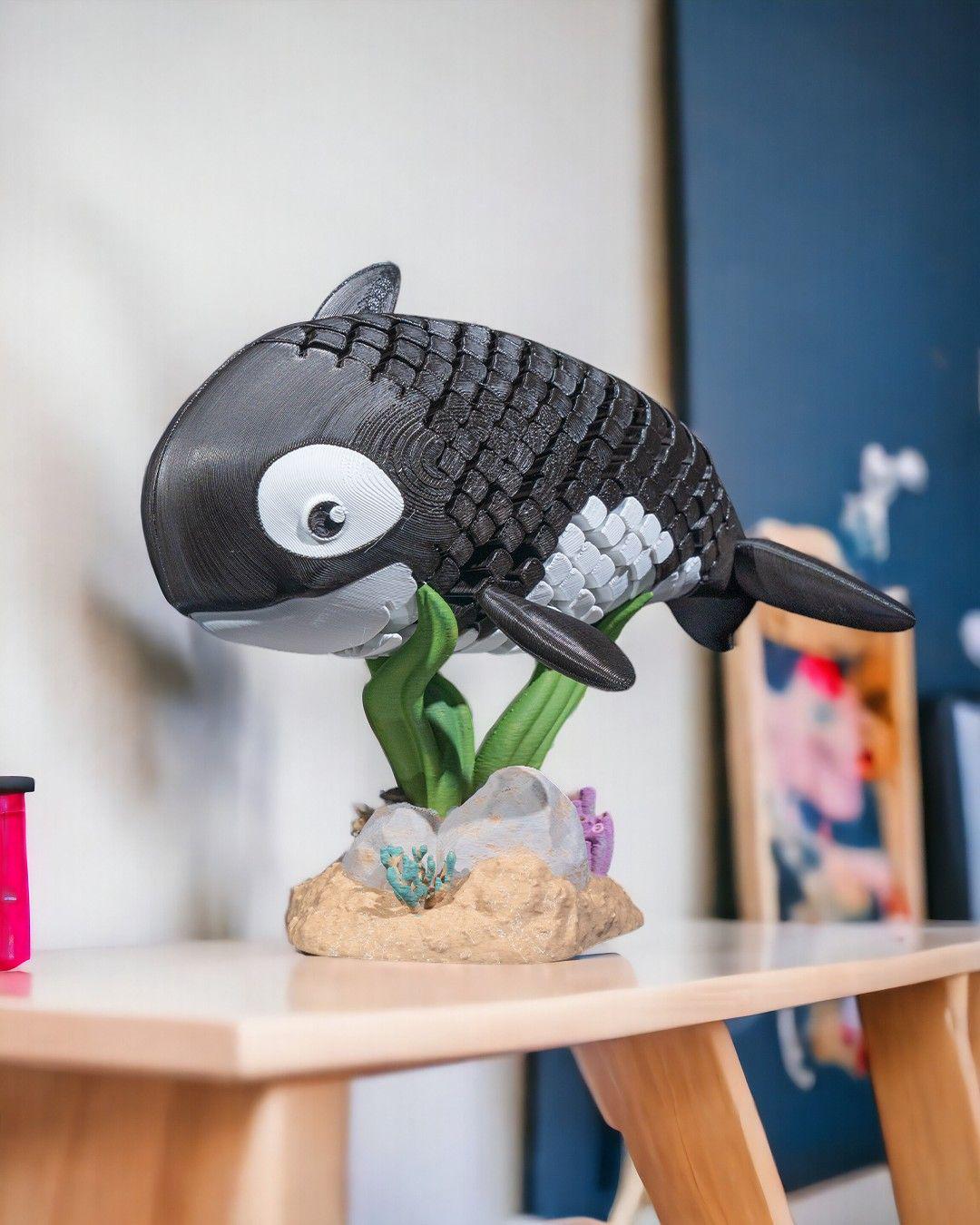 Oscar the Orca - 3D Printed Articulated Orca Fidget Toy | Poseable Sea Creature | Desk Toys