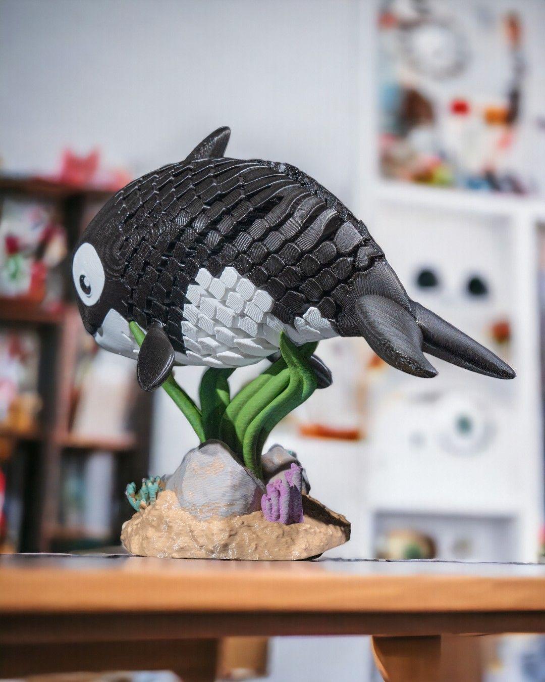 Oscar the Orca - 3D Printed Articulated Orca Fidget Toy | Poseable Sea Creature | Desk Toys