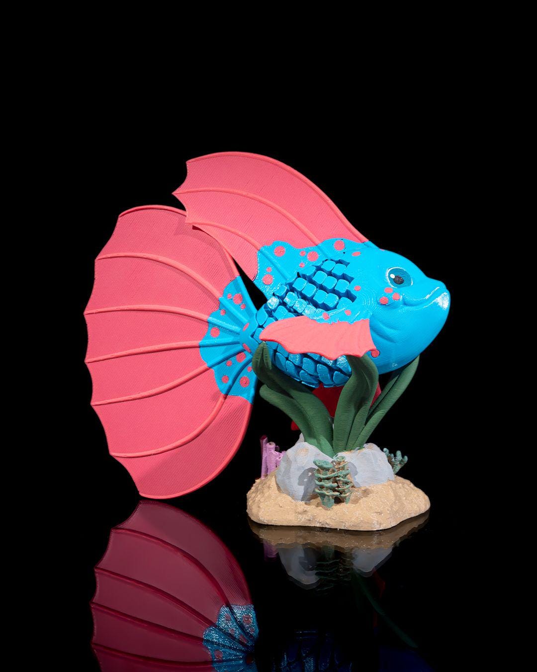 Bella the Betta Fish - 3D Printed Articulated Fish Fidget Toy | Poseable Aquarium Companion