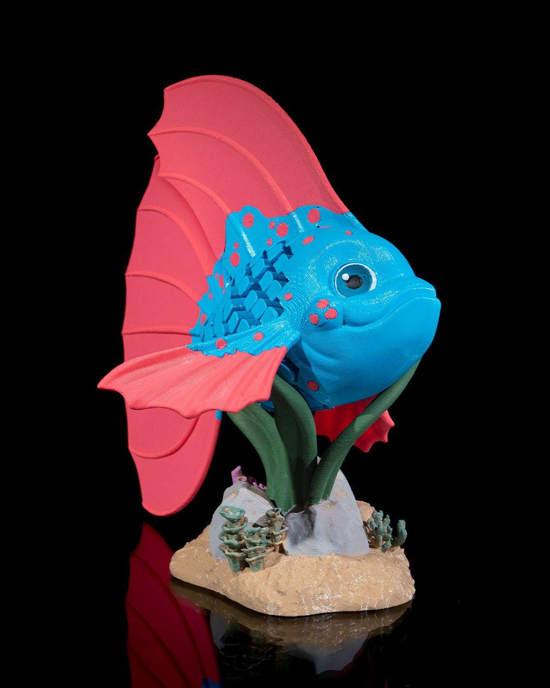 Bella the Betta Fish - 3D Printed Articulated Fish Fidget Toy | Poseable Aquarium Companion