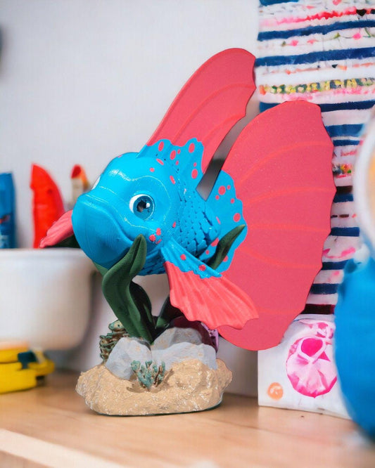 Bella the Betta Fish - 3D Printed Articulated Fish Fidget Toy | Poseable Aquarium Companion