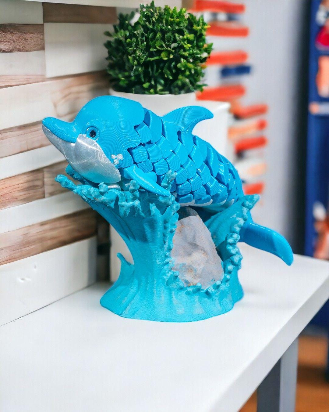 Dennis the Dolphin - Articulated Sea Creature Fidget Toy | Poseable Dolphin