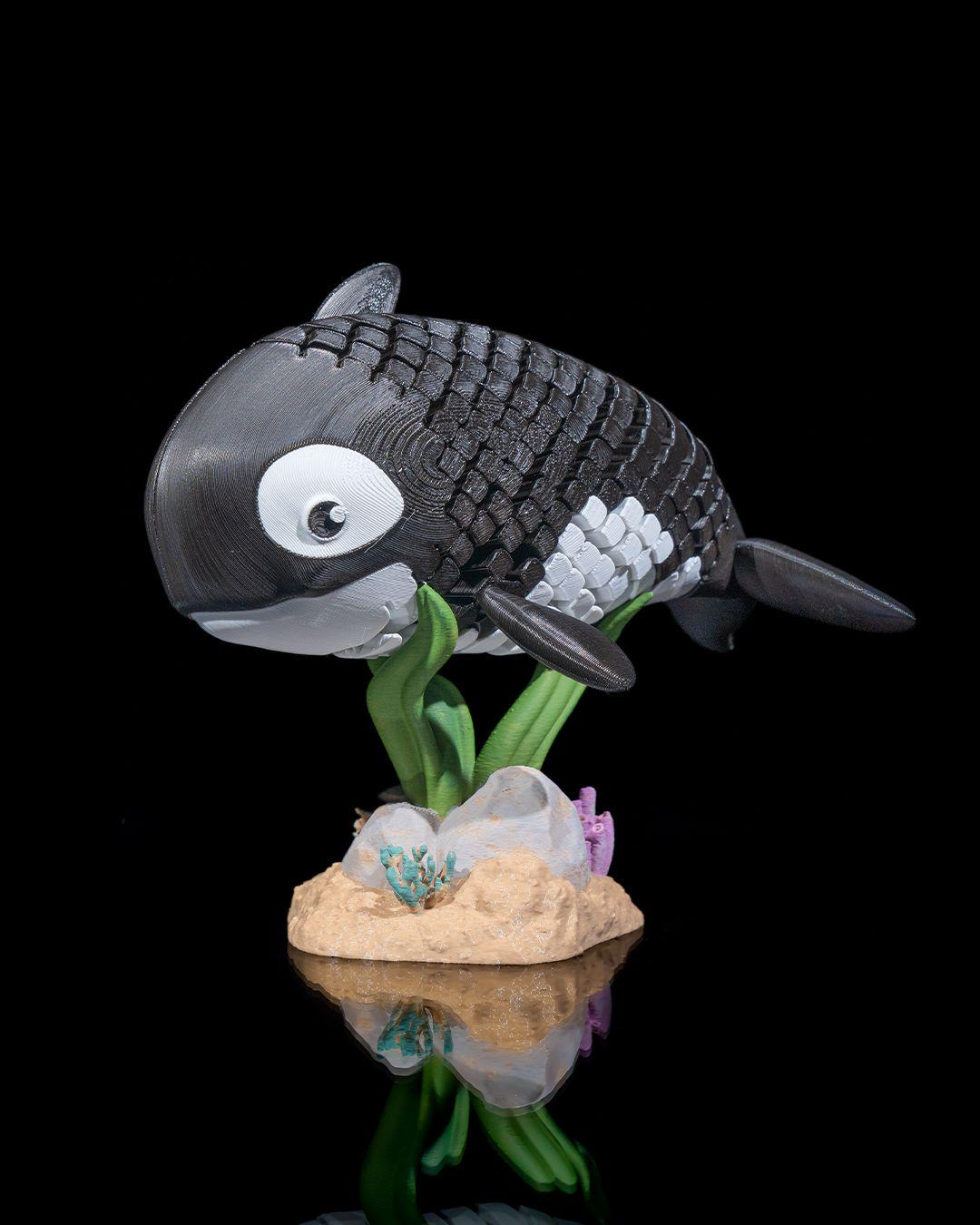 Oscar the Orca - 3D Printed Articulated Orca Fidget Toy | Poseable Sea Creature | Desk Toys