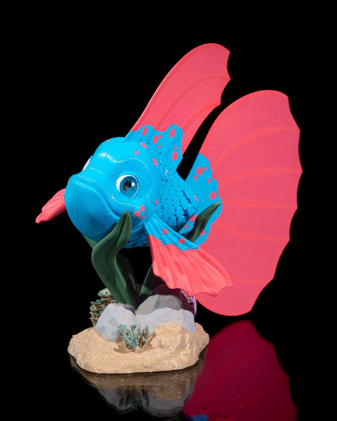 Bella the Betta Fish - 3D Printed Articulated Fish Fidget Toy | Poseable Aquarium Companion