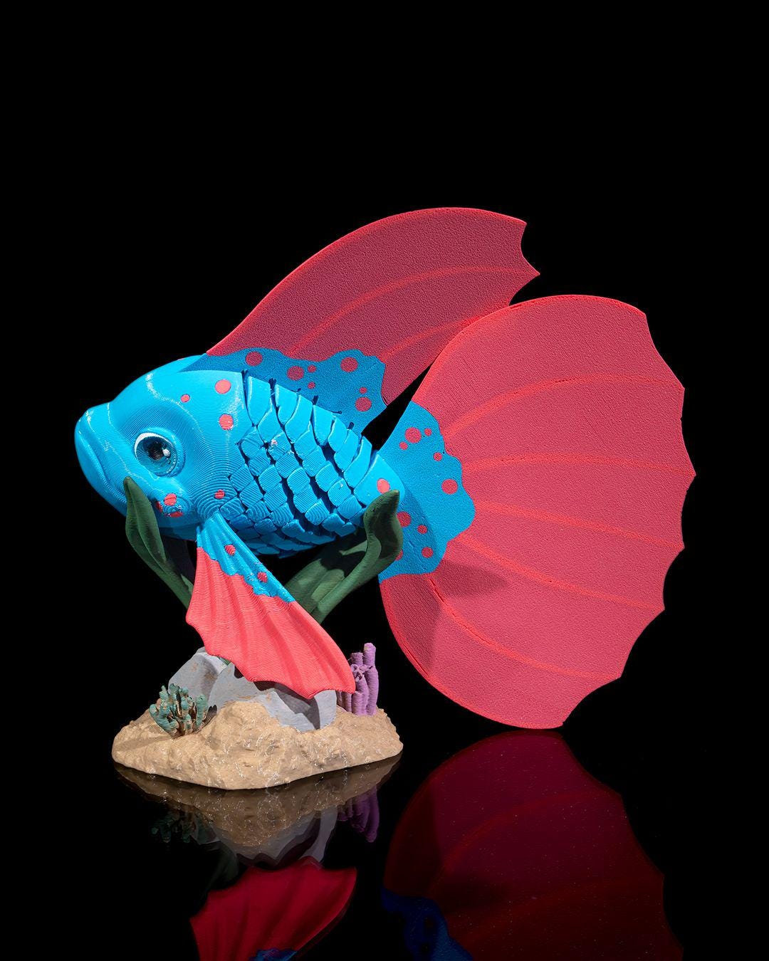 Bella the Betta Fish - 3D Printed Articulated Fish Fidget Toy | Poseable Aquarium Companion