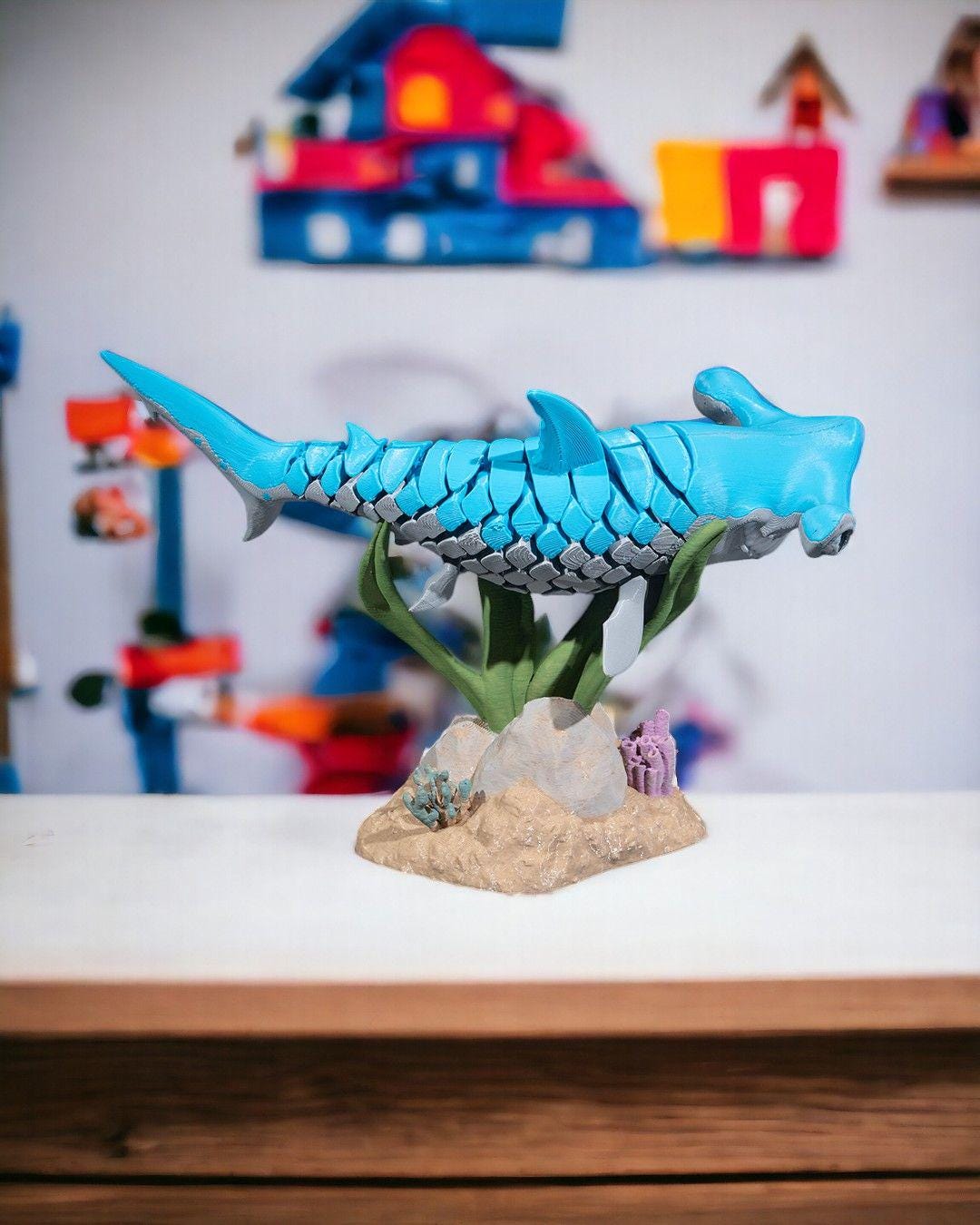 Hanz the Hammerhead Shark - 3D Printed Articulated Shark Fidget Toy | Poseable Ocean Creature