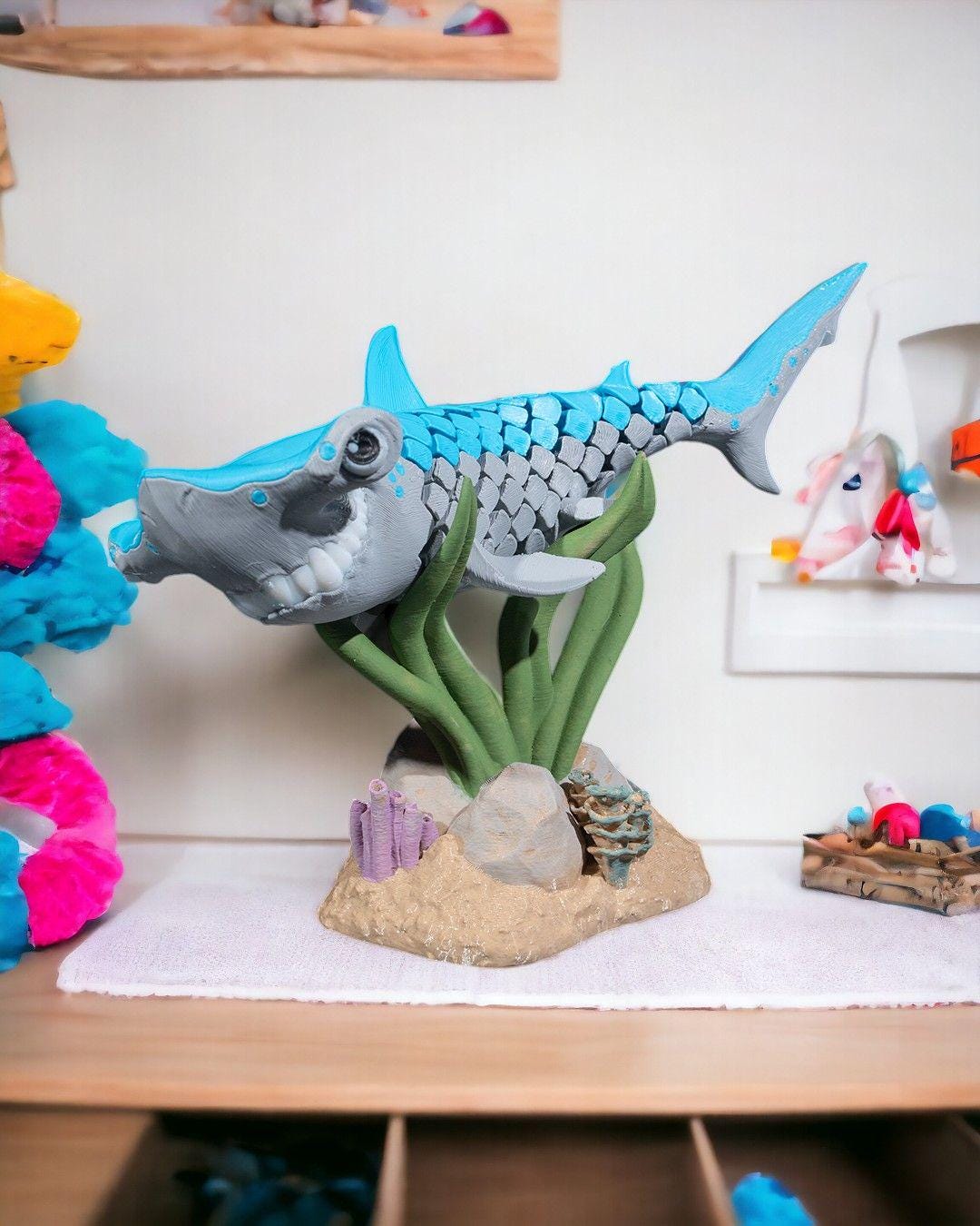 Hanz the Hammerhead Shark - 3D Printed Articulated Shark Fidget Toy | Poseable Ocean Creature